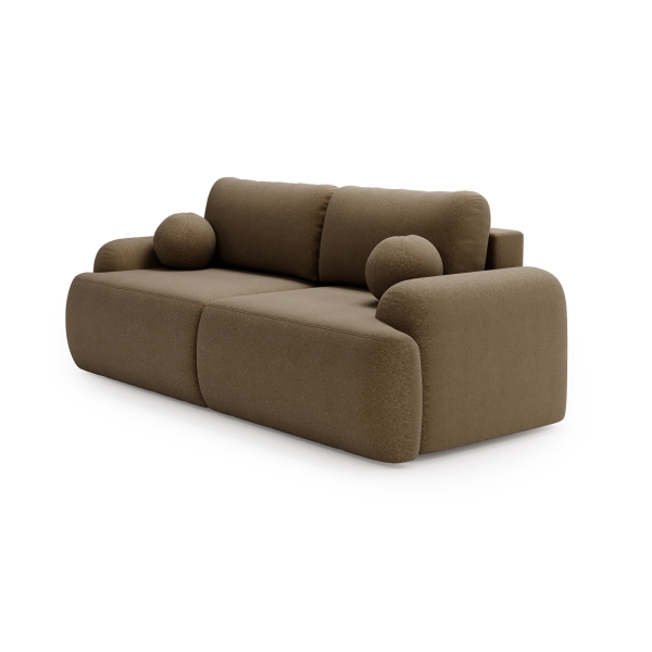 NOWOCZESNA KANAPA SOFA AGAT W BRĄZOWEJ TKANINIE BARANEK - PÓŁPROFIL